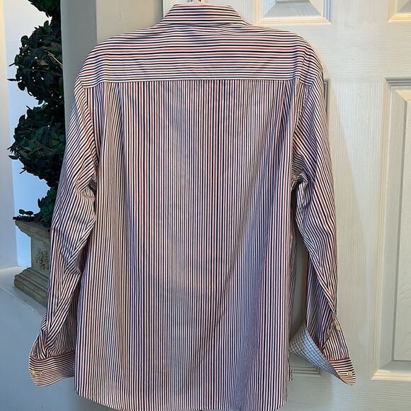 Saks Fifth Avenue Men’s M button-down dress shirt with plaid accent cuffs - Picture 13 of 15